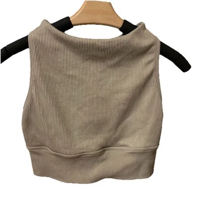 Sujetador deportivo Betsy Johnson talla M forrado texturizado ojo de cerradura espalda deportiva marrón Foto 1 de 4