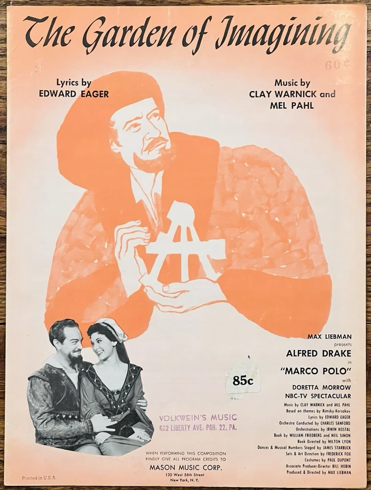 rara partitura de TV 1956 especial MARCO POLO estrela da Broadway ALFRED DRAKE - Imagem 1 de 1