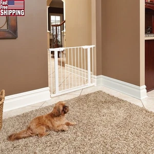 Expandable Steel Pet Gate Walk Through Safety Door Chew Proof Pressure Mount New - Picture 1 of 17
