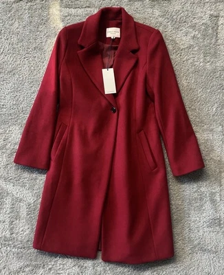 Gabardina Cole Haan Signature para mujer mezcla de lana roja talla 2 (pequeña) NUEVA Foto 1 de 4