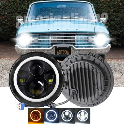 Fit Ford Falcon Sedan Delivery 1961-1965 1pc 7inch Round Led Headlight Angel Eye - Image 1 of 4