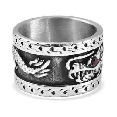 Anillo Dragón Granate Rojo Mujer en Acero Inoxidable Talla 7 Foto 1 de 4