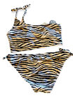 Cabana Del Sol S Nwt Leopard Print Bikini One Shoulder Top Side Tie Bottoms