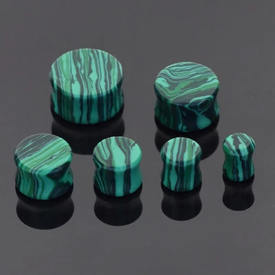 天然石材耳塞耳规双耀斑肉质隧道鞍座插头-一对 — 第 1/4 张图片