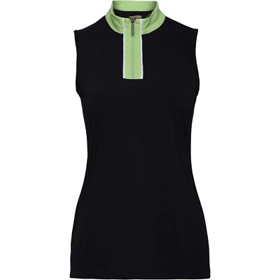 Polo deportivo Haley para mujer sin mangas Soild con tapeta de cremallera en contraste Foto 1 de 2