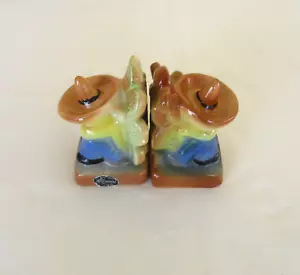 Lovely Australian Pottery Vintage 1950's Albaware Mexican Siesta Time Bookends - Picture 1 of 7