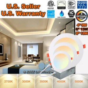 4/6/8-Inch 5CCT Dimmable Canless LED Recessed Ceiling Panel Light w/Junction Box - Picture 1 of 45