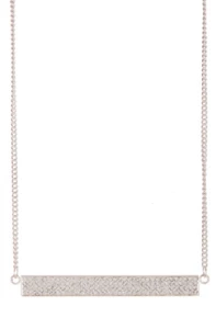 Rebecca Minkoff Womens Silver Pave ID Plate Necklace W1032 - Picture 1 of 4