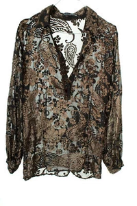 AMOR & PSYCHE Bluse Blouse Shirt Samt Damen Gr. S in Braun/Schwarz - Bild 1 von 5