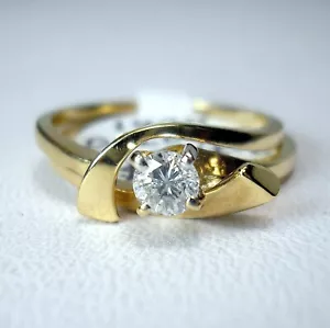 0.20 ct Round Br. Cut Natural Diamond 14K Yellow Gold Wedding Set Was $950 Video - Picture 1 of 15