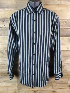 Concepts Button Up Shirt XL Men Striped Black Blue Green Chest 50" Length 30" - Picture 1 of 7