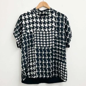 TU Top Size 16 Black Print Short Sleeve Mock Neck - Picture 1 of 11