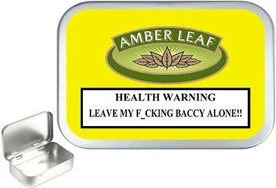TEEZ Amber Leaf 1oz Silver Hinged Tobacco Tin,50ml Stash Can, Bait Box. Pill Tin,