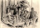 Playing Blues on a Bass Guitar 8X10 Best fish art print Funny Pencil Drawing