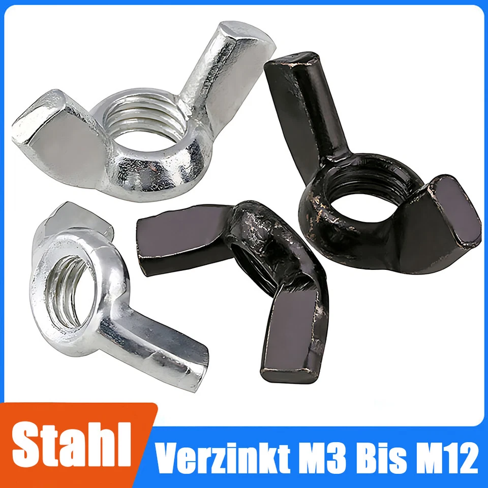 Flügelmuttern Verzinkt DIN 315 Muttern Flügelmutter M3 M4 M5 M6 M8 M10 M12 - Bild 1 von 4