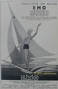 PUBLICITE EMO MAILLOT DE BAIN FEMME SKI NAUTIQUE MER SPORT DE 1931 FRENCH AD PUB - Picture 1 of 1