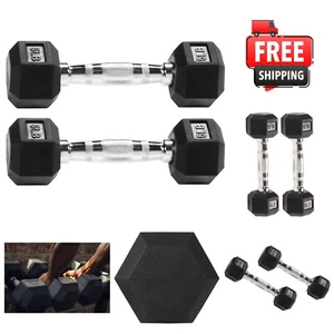 Durable 5LB Rubber Encased Hex Dumbbell Set - Ultimate Home Fitness Companion - Picture 1 of 8