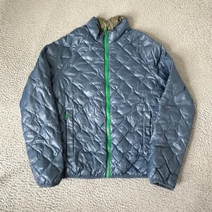 J.Crew Jacket Boys 14 Blue Green Duck Down Puffer Reversible Kids Crew Cuts - Picture 1 of 14