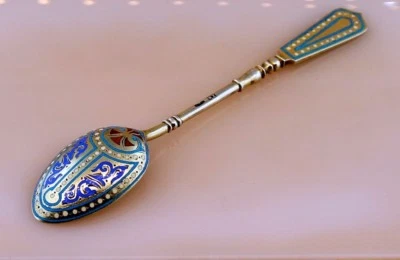 Антикварные эмалированные имперские чайные и кофейные ложки в серебре 88 размер около 5 дюймов - Изображение 1 из 4