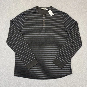 Camicia Marine Layer Adulto XL Nera Riga Manica Lunga Henley Casual Uomo Nuova con etichette $78 - Foto 1 di 11