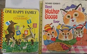 HB Large Golden Books-One Happy Family A Story About Counting & Mother Goose - Imagen 1 de 10