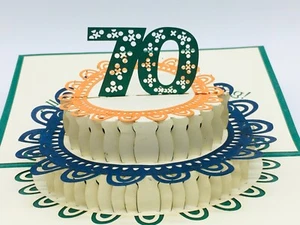 70. Geburtstagstorte, 3D-Klappkarten, Pop-up Karte, Glückwunschkarte - Bild 1 von 3
