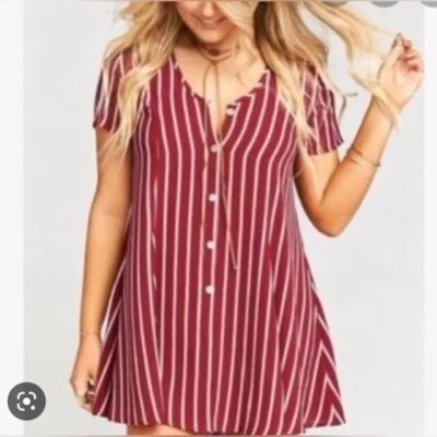 Show Me Your Mumu Bennett Babydoll Dress Womens Size M Red White Striped BOHO - Image 1 of 4