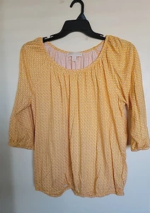 Michael Kors Elastic Waist Blouse Size 1X Scoop Neck Floral 3/4th Sleeve Yellow - Picture 1 of 3