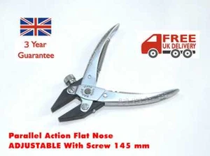 FLAT NOSE PLIERS PARALLEL ACTION SMOOTH JAWS ADJUSTABLE CRAFTS JEWELLERY WATCH - Picture 1 of 7