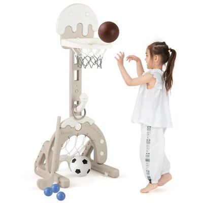 COSTWAY 4-in-1 Kinder Basketballkorb Basketballständer Spielplatz Indoor & Outdoor