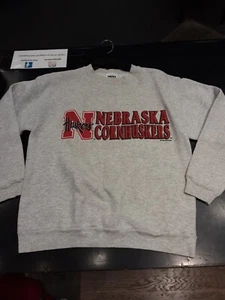 Vintage Nebraska Cornhuskers Sweatshirt Mens Medium Gray Tultex NOS Crew Neck - Picture 1 of 5