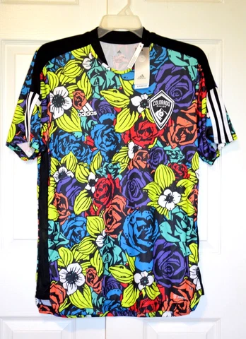 Nwt's adidas Aeroready Mens Lg Colorado Rapids  Soccer Jersey Shirt Floral Print Cover