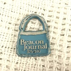 Beacon Journal Blue Handbag Purse Shaped Vintage Rubber Advertising Magnet