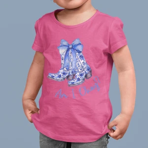Am I Okay Boot Cowgirl Coquette Bow Girl Kid T-Shirt - Picture 1 of 4