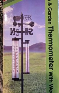 Wetterfahnenstation 56" hoch mit Pollthermometer Regenmesser Windschleuder Messgerät - Bild 1 von 2