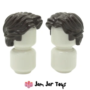 LEGO Minifigure Hair 2x NEW Dark Brown Wavy Centre Parting Wig Pieces H123 - Picture 1 of 4