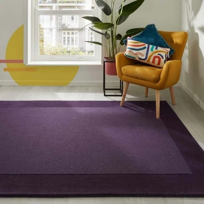 6x9 Modern Solid Purple Area Rug | Deep Aubergine | Handmade Living Room Carpet - Image 1 of 4