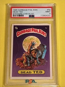 DEAD TED CHECKLIST 2* 1985 Garbage Pail Kids 1st OS1 MATT 5a Psa 9 MT MINT - Bild 1 von 2