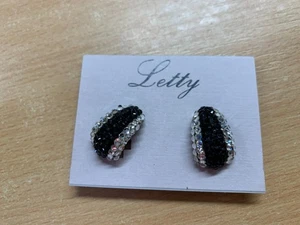 NUEVO PENDIENTES CLIP CRISTALES SWAROVSKI NEGROS Y TRANSPARENTES LETTY'S 23g 2,25cm (P3) - Imagen 1 de 7