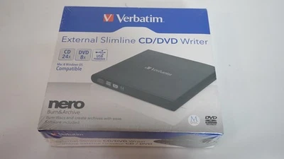 -=NEW=-=SEALED=-VERBATIM 98938 EXTERNAL SLIMLINE CD / DVD WRITER - USB POWERED -