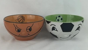Baseball And Basketball Cereal Bowls With Faces Fun And Cute BN15 - Picture 1 of 10