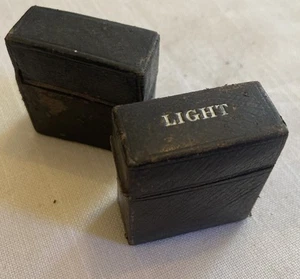 Victorian Antique Leather Covered Traveling Ink Well and Lights Duo/Pair - Picture 1 of 18