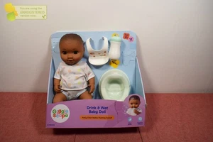 Gigglescape 14" Drink and Wet Baby Puppe dunkelbraune Haare + braune Augen (unvollständig) - Bild 1 von 6