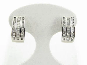 14k White Gold Diamond Earrings 1.25 carats French Back - Picture 1 of 5