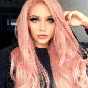 Beautiful long curly pink wig ideal for events, parties, looks radiant - Picture 1 of 6