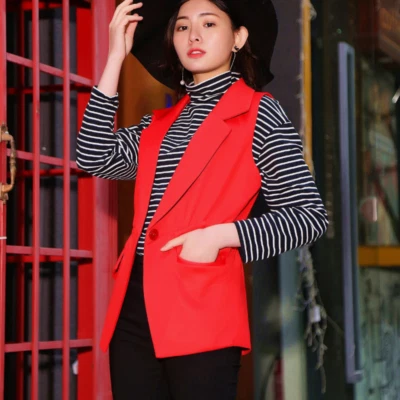 Lady Gilet Vest Waistcoat Top Coat Blazer Vest Sleeveless Tank Smart Casual Chic - Image 1 of 4