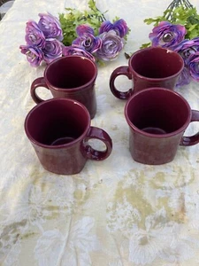 FIESTA 4 NEW CLARET burgundy SQUARE MUGS LARGE Coffee Mugs 13 oz Fiestaware - Picture 1 of 3