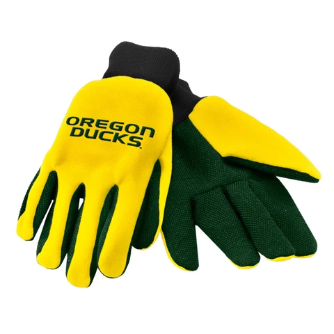 Oregon Ducks Gloves Sports Logo Utility Work Garden NEW Colored Palm Cover