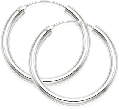 Creoles Mini Hoop Sterling Silver 925 Endless Earrings 14mm 1pair USA Seller - Image 1 of 4