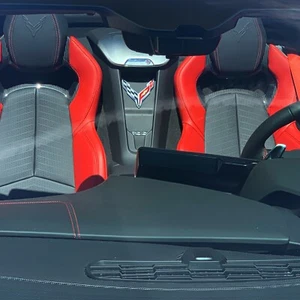 C8 Corvette Waterfall Phone Charging Bay Crossed Flag Emblem - Picture 1 of 8